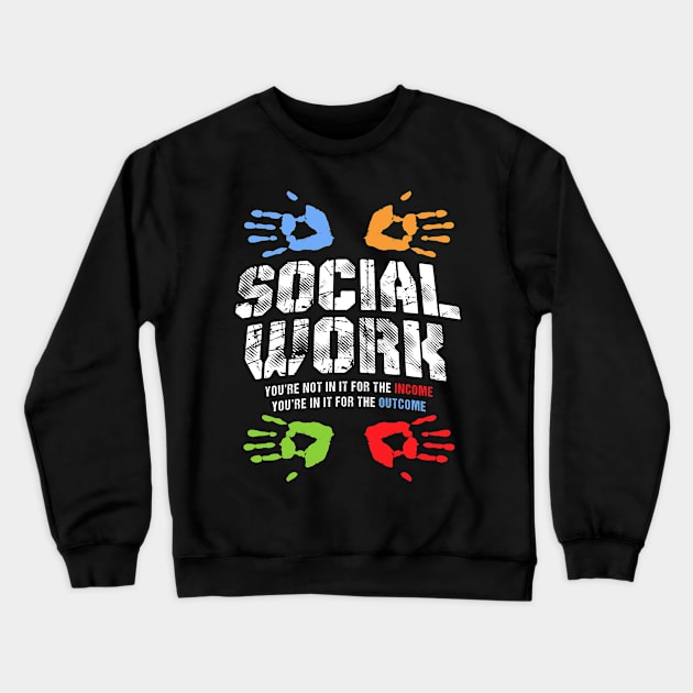 Social Worker Rainbow Hands Inspirational Crewneck Sweatshirt by lenaissac2